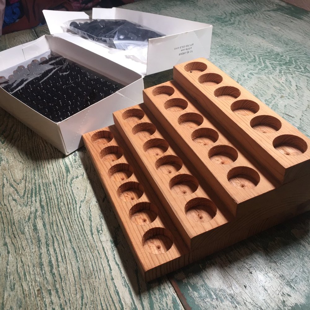 Handmade Wooden Essential Oil Display Holder - Holds 24 essential oils - NWOT